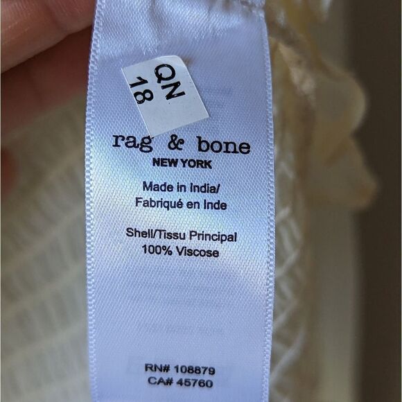 Rag & Bone NWT Kayden Sheer Smocked Blouse women's sz M in Light Dove - Picture 13 of 13